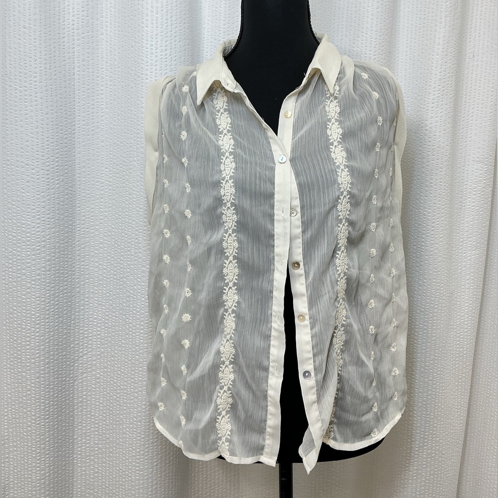 Adam Levine Collection Sheer White Blouse